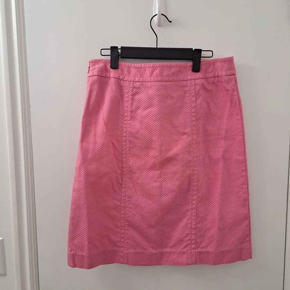 Talbots Pink Woven Above Knee Coquette Girlhood Preppy Button Down Skirt Size 6 - Picture 3 of 8